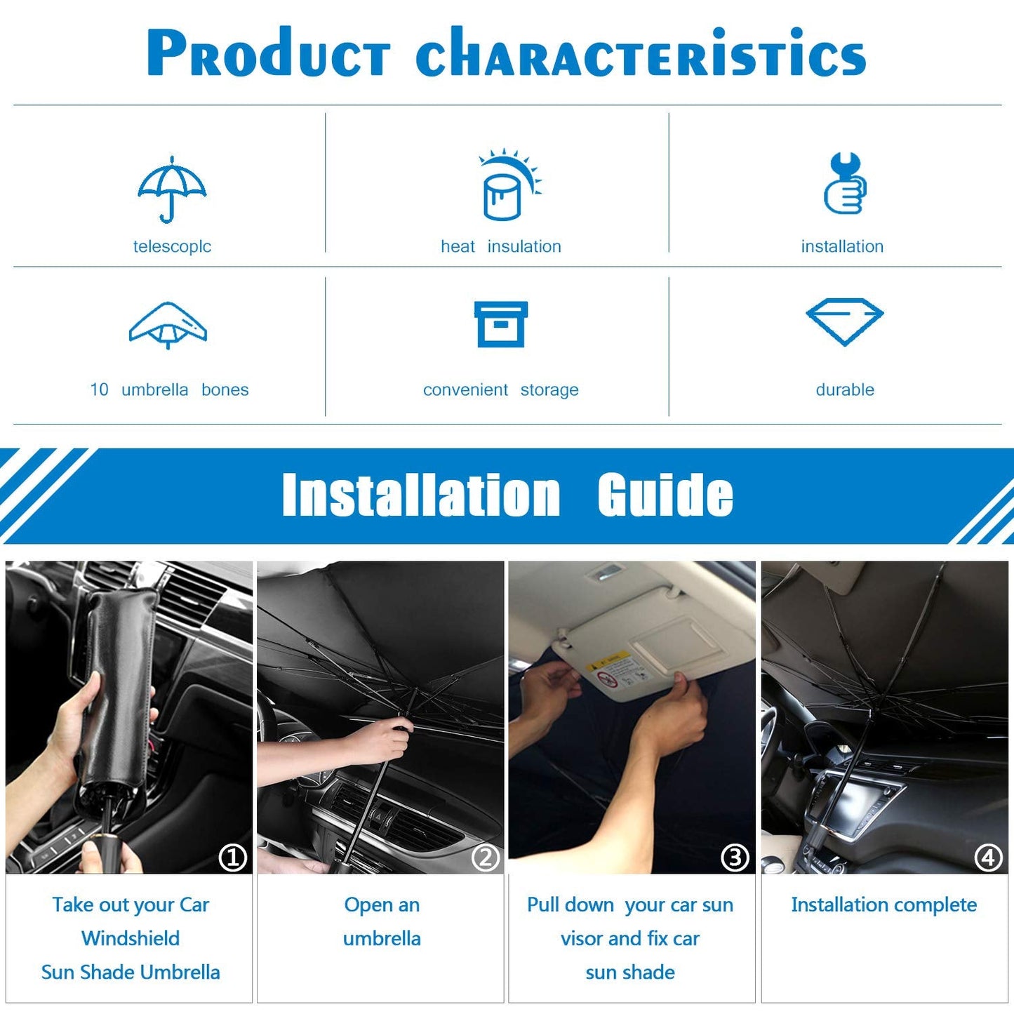 Foldable Car Windshield Sun Umbrella